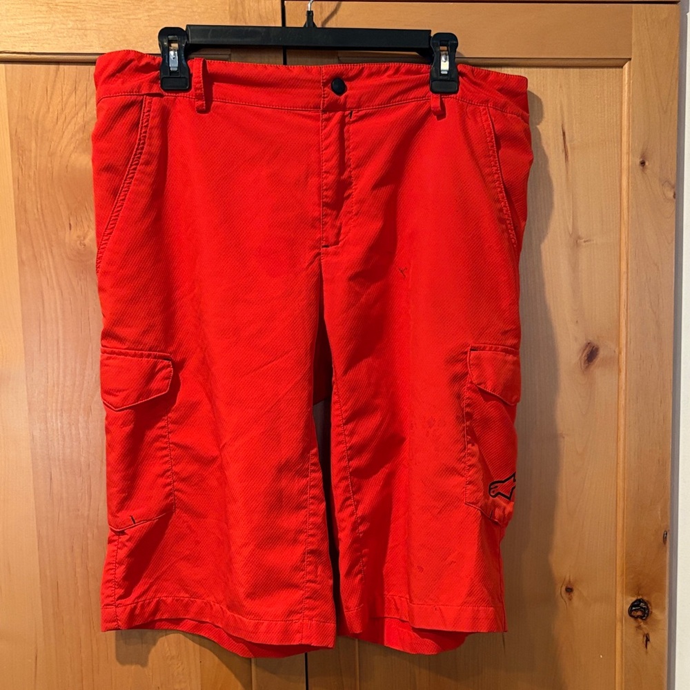 Alpine stars Red Cargo Shorts for biking